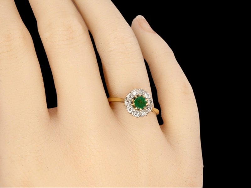 Vintage Tom A vintage Emerald and Diamond cluster ring