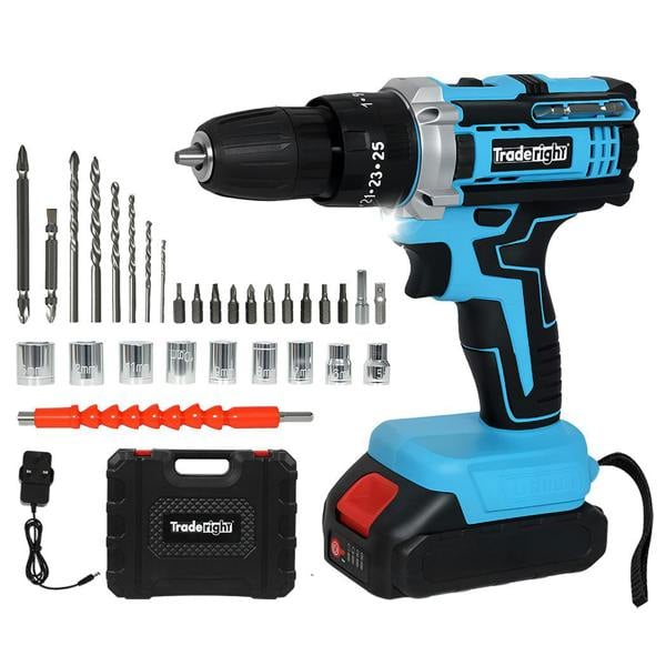 Traderight 21V Cordless Drill Combi Driver Electric Screwdriver Set 1 Battery