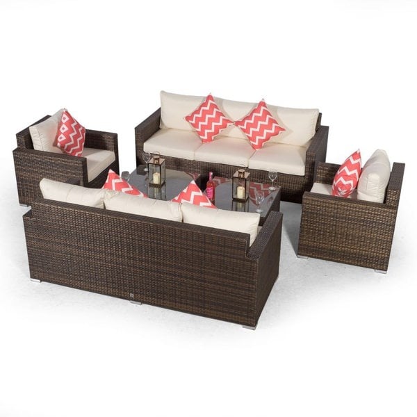 Giardino Sydney 8 Seater Rattan Sofa Set with 2 Square Coffee Tables