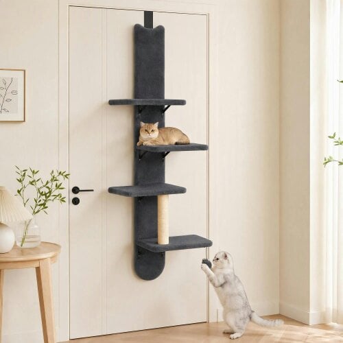 PawHut Door Hanging Cat Shelf, 4-Level Over Door Cat Climber with Platforms