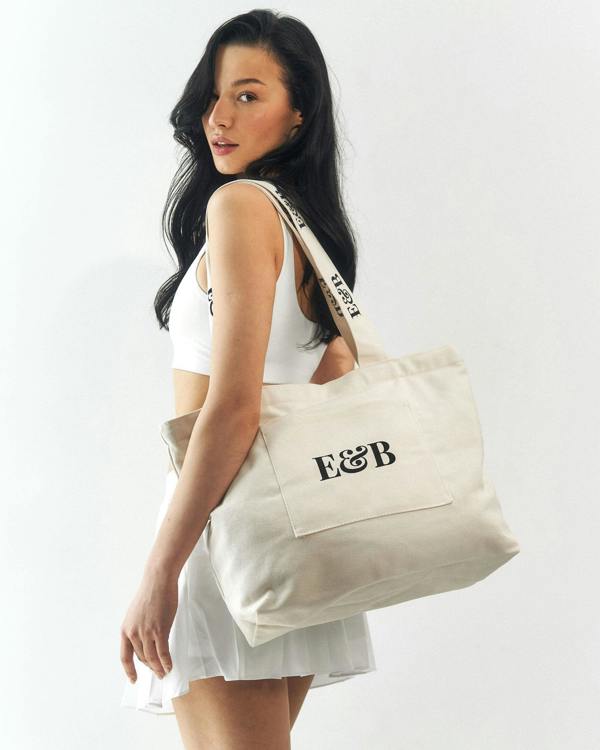 Elk & Bloom Large Chunky Everyday Neutral White Tote Bag