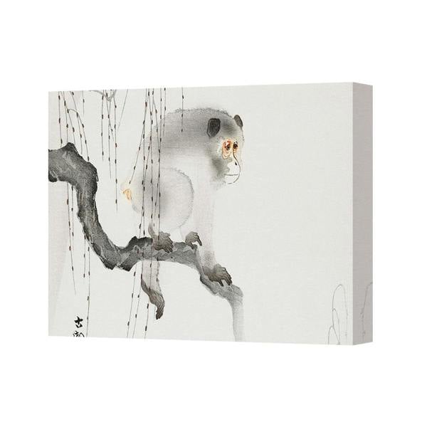 Benjamin Tate Design Japanese Ink Style Monkey on Branch Canvas Wall Art Print