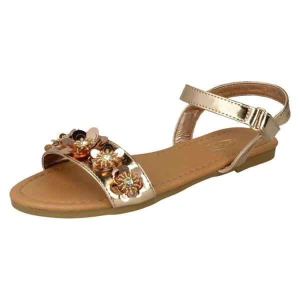 Spot On Girls Spot On Sequin Flower Trim Sandals H0270