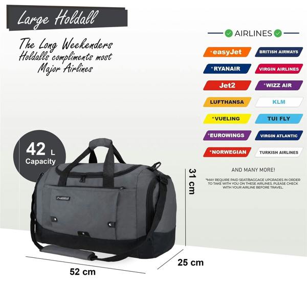 Infinity Luggage Large Duffel Weekend Holdall Carry-On Cabin Bag Gym Sports Travel Bag