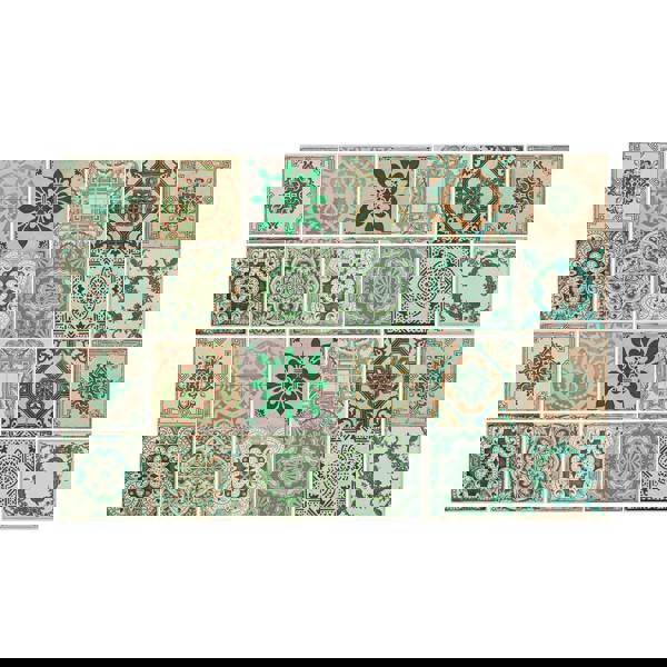 WT1585 - Vintage Green Antique Azulejo Wall Tile Sticker Set - 15 x 15 cm (6 x 6 in) - 24 pcs