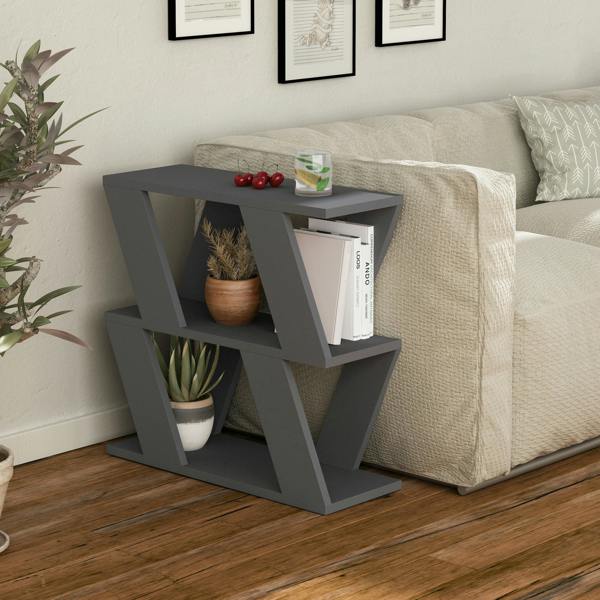 Decortie Lazena Modern 3-Tier Side Table, Slim Particleboard End Table H55.4cm