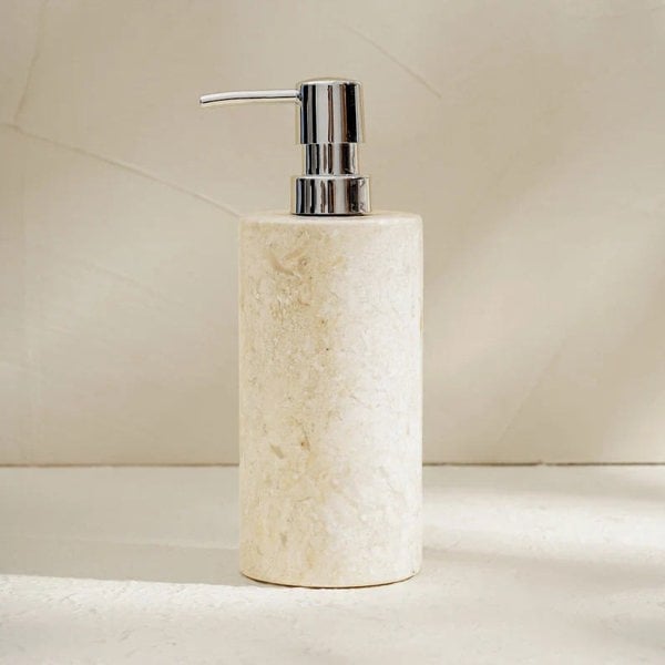 Carrara marble soap dispenser premium metal pump genuine stone