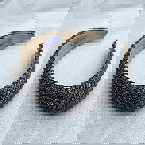 grey sparkly headband, glittery hair accessory, elegant grey headband for events, shimmering party hairband, stylish grey headpiece for evening wear
