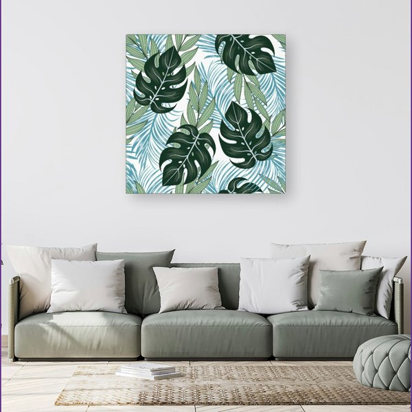 Warren Reed Tropical Pattern With Bright Plants And Flowers Canvas