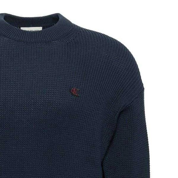 Calvin Klein Mens Waffle Crew Neck Jumper - Dark Sapphire - 