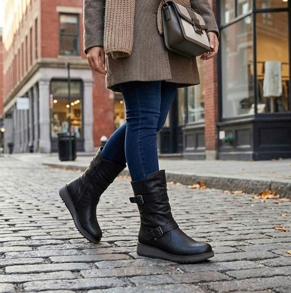 Heavenly Feet HANNAH4 Womens Mid Calf Boots Black