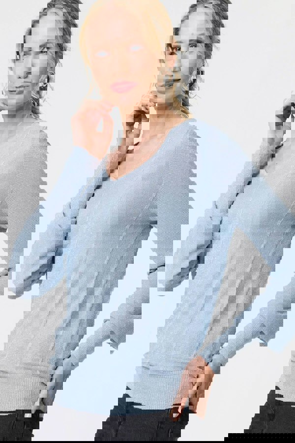 Blue | Metallic Stripe Detail Fitted Top
