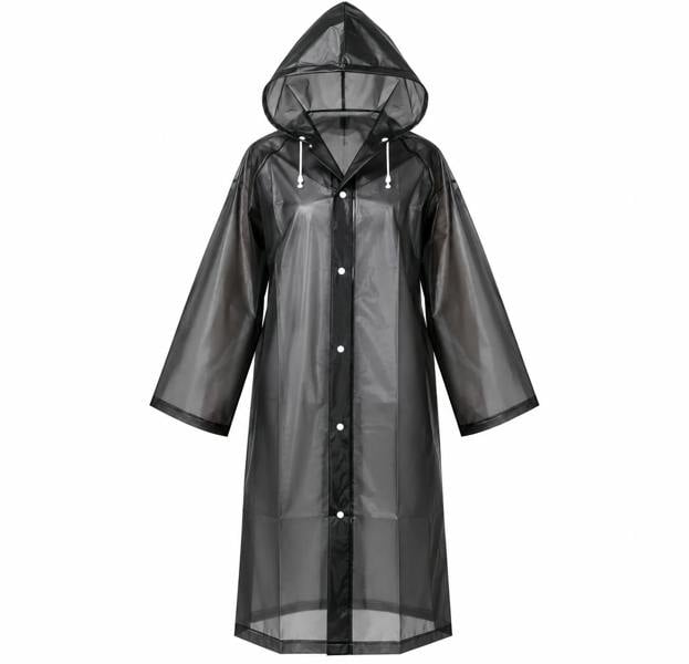 ATEK Extra Large Hooded Waterproof Raincoat Black Lightweight Travel Rain Jacket