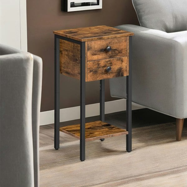 Rafaelo Mobilia Slim Side Table with 2 Drawers