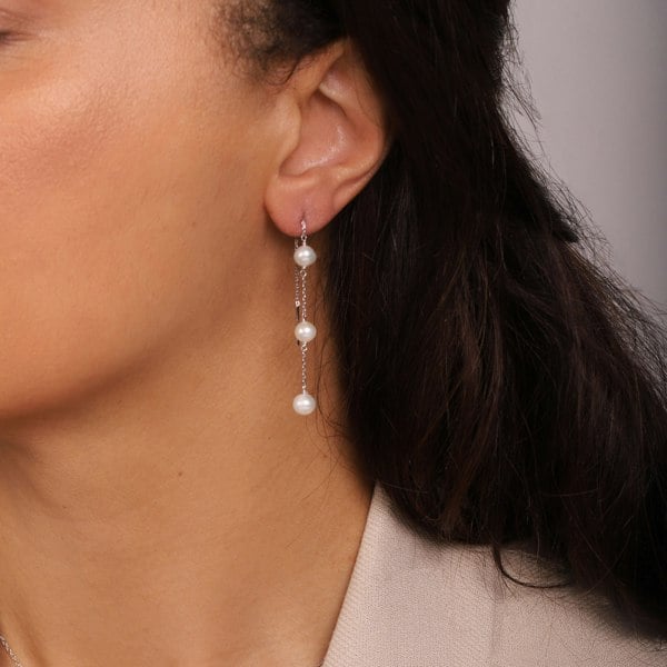 Gold Trip Triple Pearl Threader Earrings