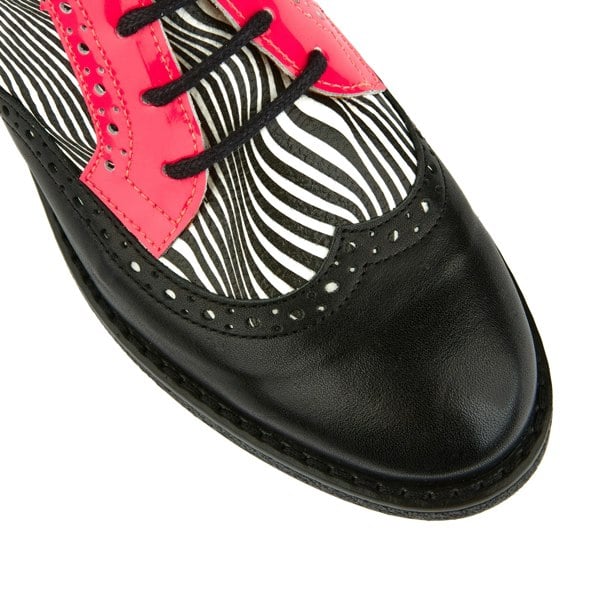 Embassy London The Artist - Optical Zebra - Womens Italian leather shoe with rubber sole and broguing