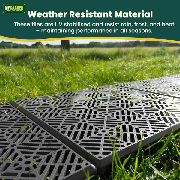 My Garden Outdoor Living My Garden Interlocking Decking Tiles Outdoor - 30x30cm 10 Pack Garden Plastic Tiles Weather-Resistant, Easy Install