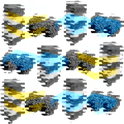 ProKleen Pro-Kleen Microfibre Cloth 1000GSM Cleaning Towel For Car Or Home, 15 Thick Commercial Grade Cloths And 6 Vehicle Washing Mitts