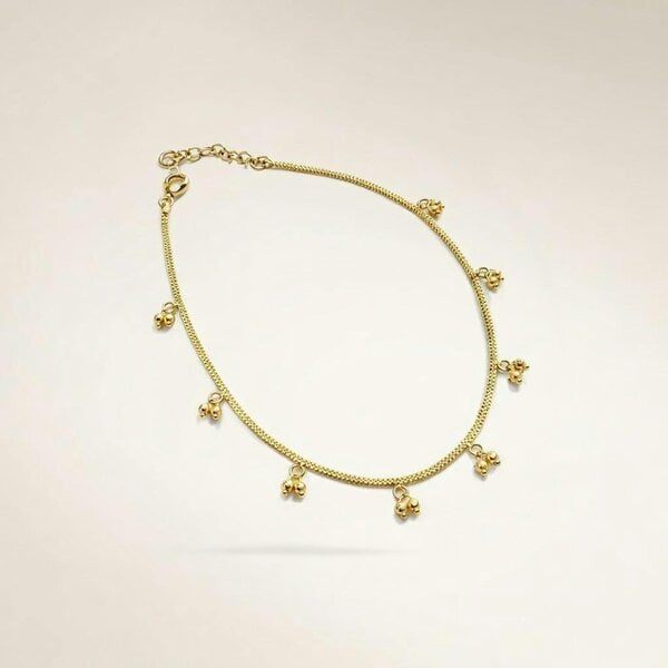 The Colourful Aura Golden Brass Rounds Beads Indian Payal Anklet