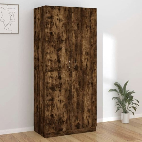 Berkfield Wardrobe Smoked Oak 90x50x200 cm Engineered Wood