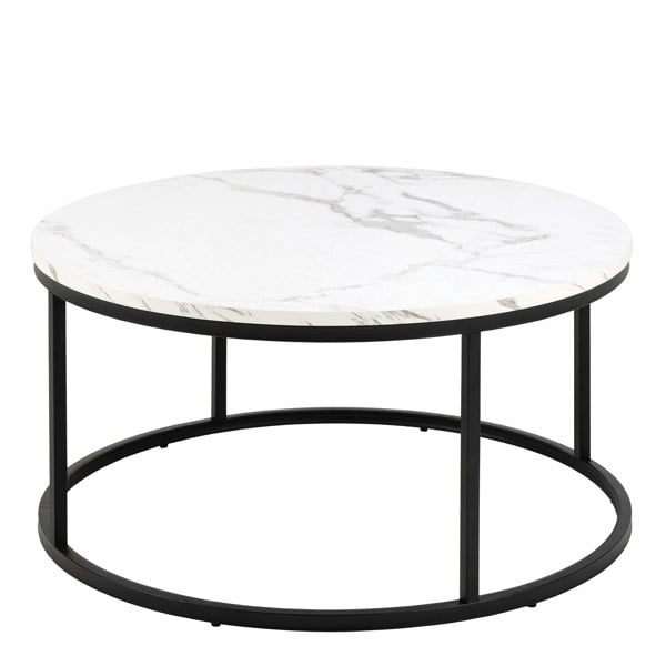 Furniture To Go Spiro Coffee Table with White Marble Melamine Top & Black Legs