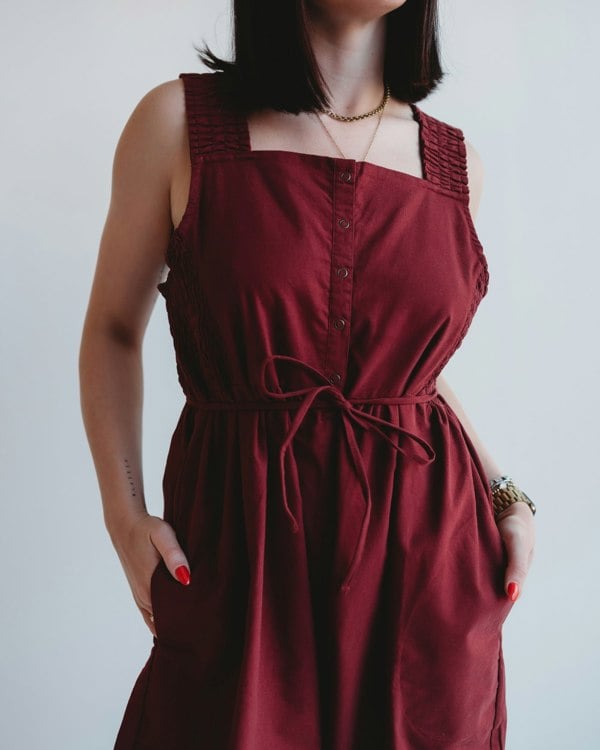 Alice Red Smocking Strap Jumpsuit- image 4