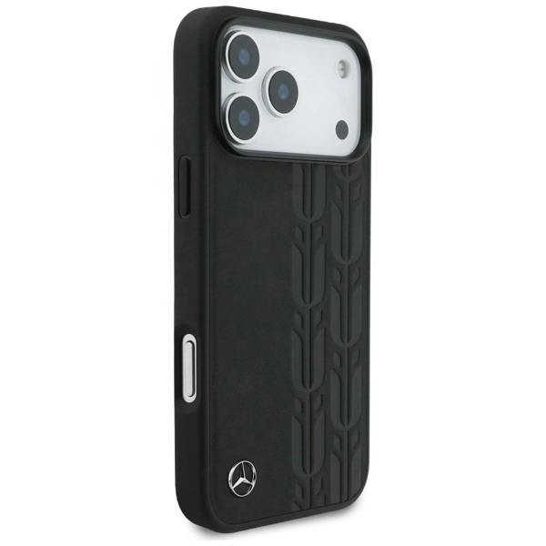 Mercedes Leather Laurel Leaves Case with MagSafe for iPhone 17 Pro Max 6.9" Black - MEHMP17X25RDSLAK