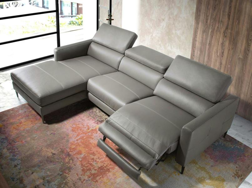 Angel Cerdá Relax corner sofa in dark grey leather 6125/6126