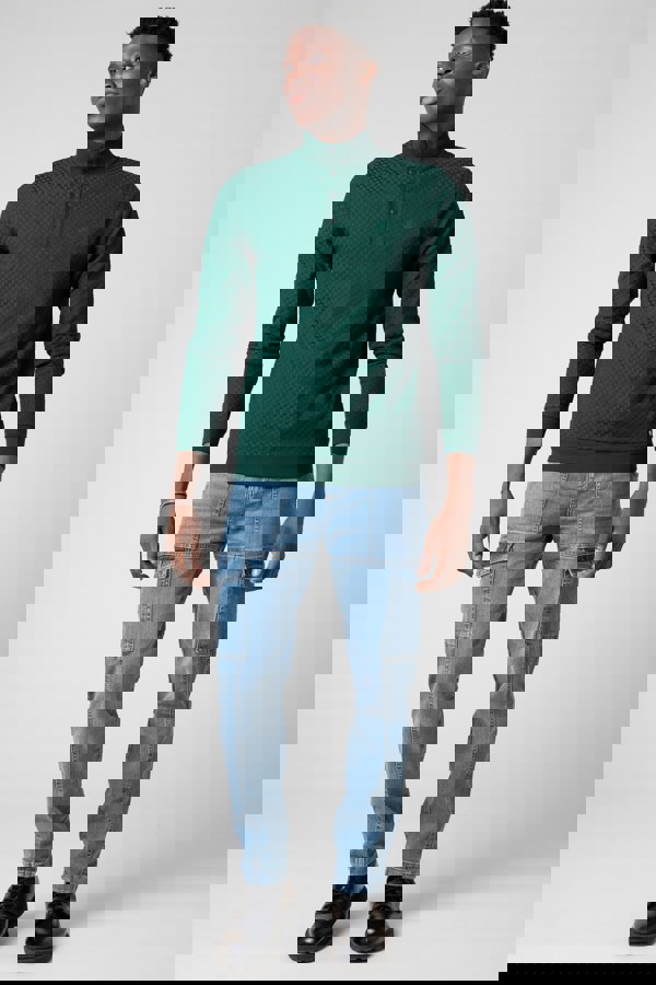 ENORSIA Textured Pattern High Neck Sweatshirt