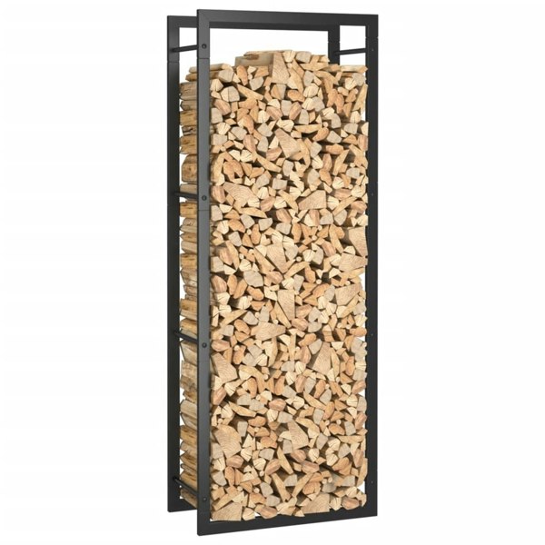 Berkfield Firewood Rack Matt Black 50x28x132 cm Steel