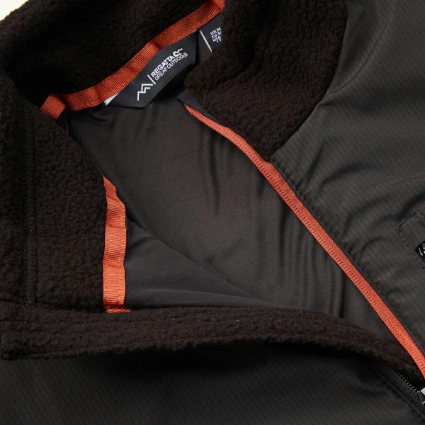 Regatta Mens Morran Water Resistant Full Zip Fleece Jacket - Black/Burnt Henna - 
