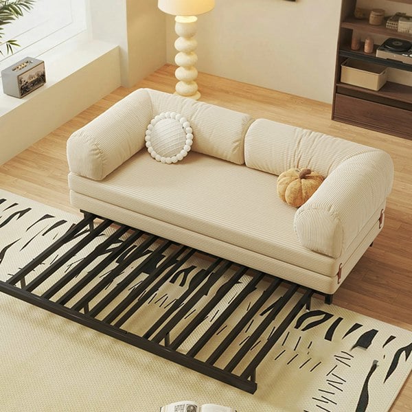 Choudhury Two Seater Sofa Bed, Backrest Washable, Corduroy-Rit Concept-Rit Concept