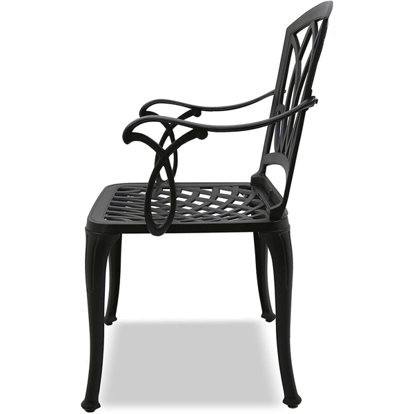 Centurion Supports POSITANO Luxurious Garden and Patio Table and 4 Large Chairs with Armrests Cast Aluminium Bistro Set - Black