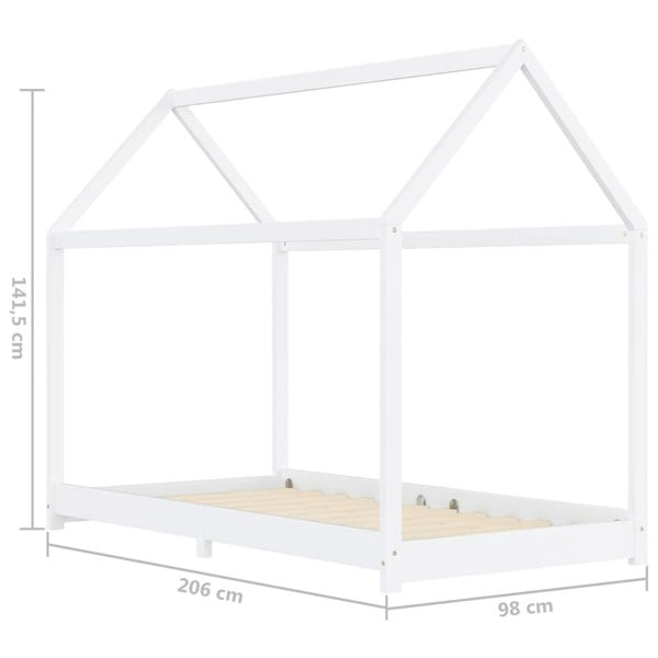 Berkfield Kids Bed Frame White Solid Pine Wood 90x200 cm