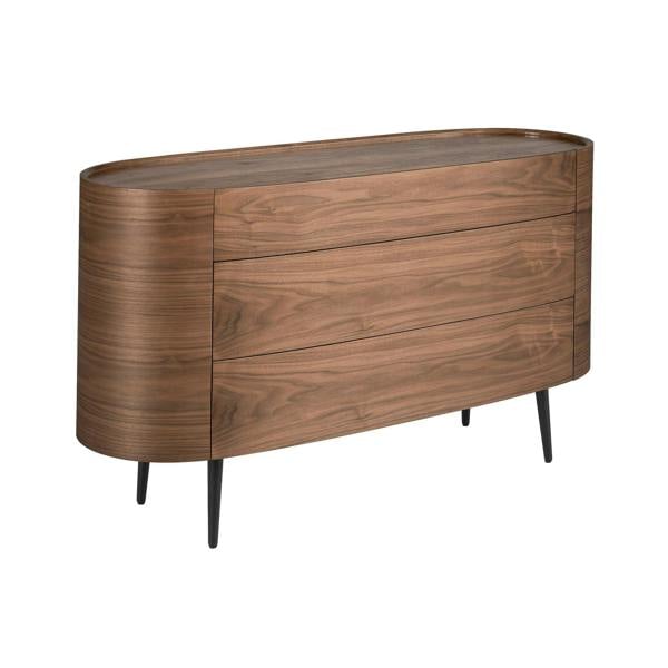 Angel Cerdá Walnut and black steel chest of drawers 7075