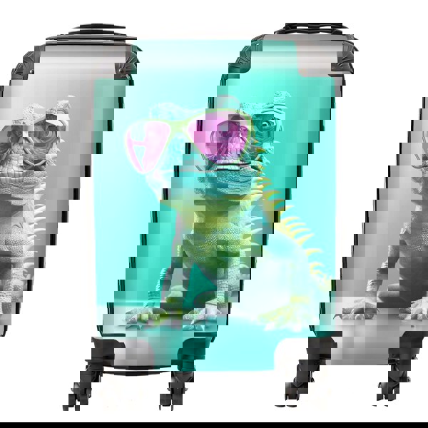Warren Reed Happy Splashart Iguana Wearing Glasses Suitcase