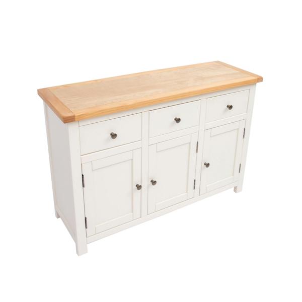 Cabinet Bits Maggiori Off White 3 Drawer 3 Door Sideboard Brass Knob