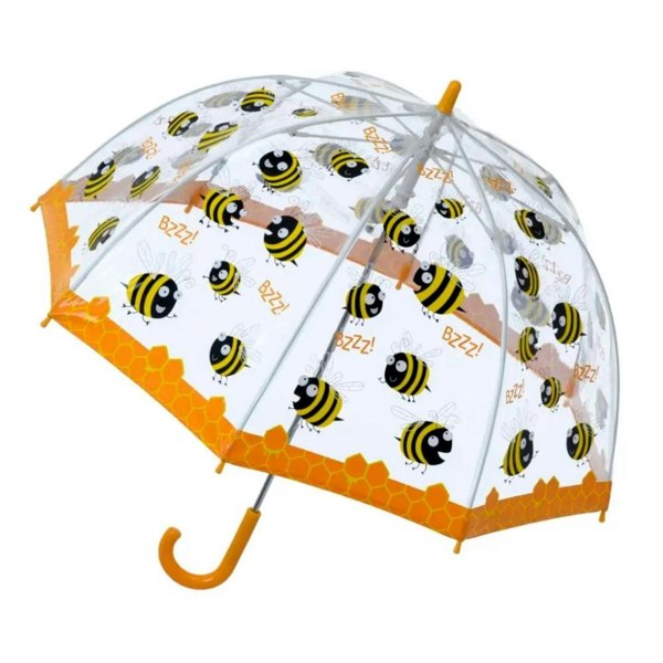 Bugzz Kids Happy Bee Print Transparent and Yellow Umbrella Side Canopy