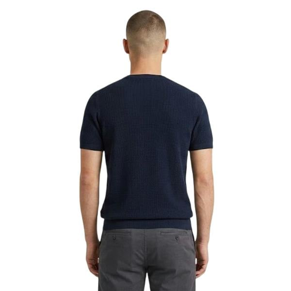 Threadbare Mens Moss Stitch Crew Neck T-Shirt - Denim Marl - 