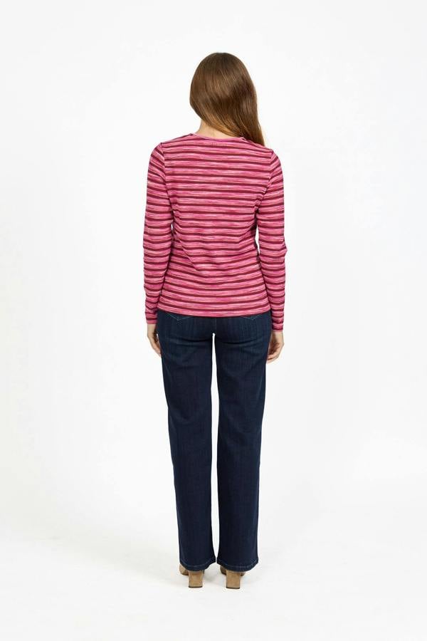 Mudflower Space Dye Ribbed Jersey Button-Up Top