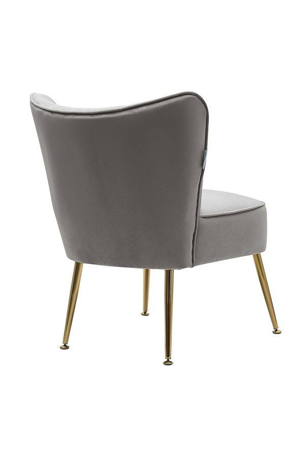 Living and Home Grey Velvet Armless Wingback Accent Chair with Gold Metal Legs