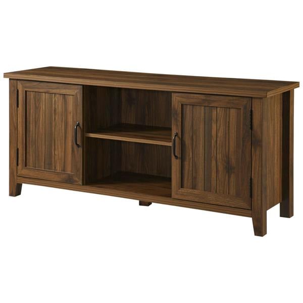 Centurion Supports RANCH Walnut Dual Compartment Storage 6-Shelf up to 65" Flat Screen TV Cabinet