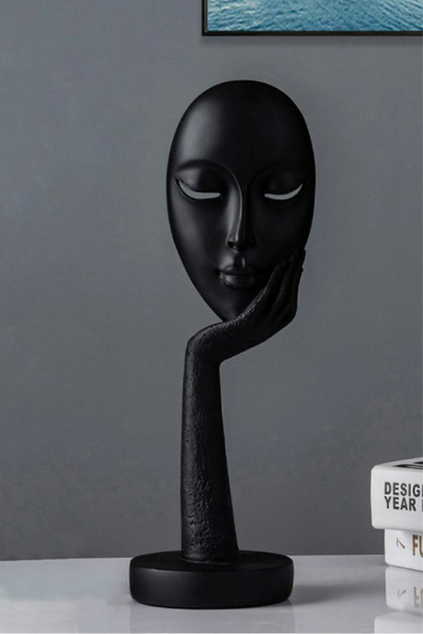 Living and Home 11.5cm Dia x 37cm H Abstract Art Resin Mask Ornaments Meditation Sculpture