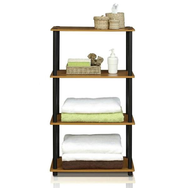 WALPLUS BK Turn-N-Tube 4-Tier Multipurpose Shelf Display Rack, Light Cherry/Black perfect for organized storage and display - 99557LC