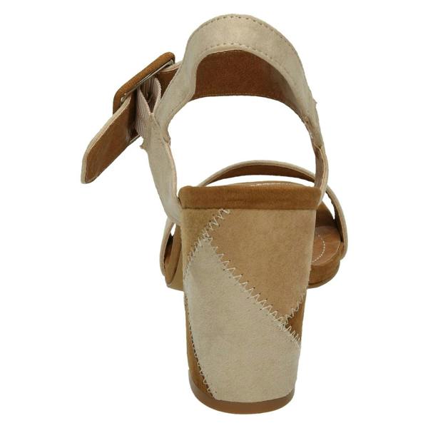 Spot On Ladies Spot On High Patchwork Heel Mule Sandals