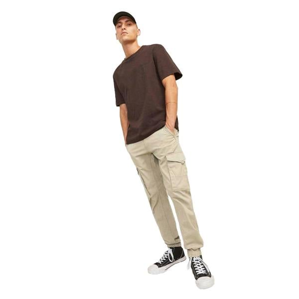 Jack And Jones Mens Paul Elasticated Hem Slim Cargo Trousers - Crockery - 