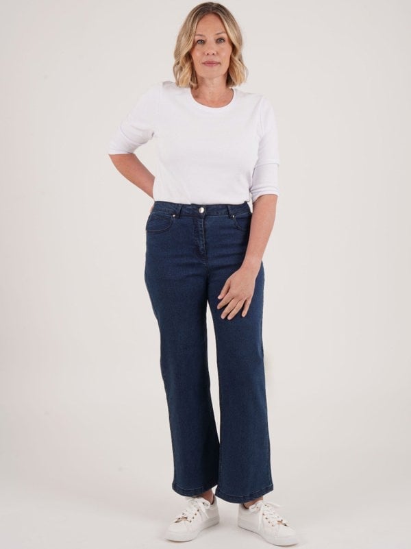PennyPlain 5 Pocket Wide Leg Denim - Denim Short