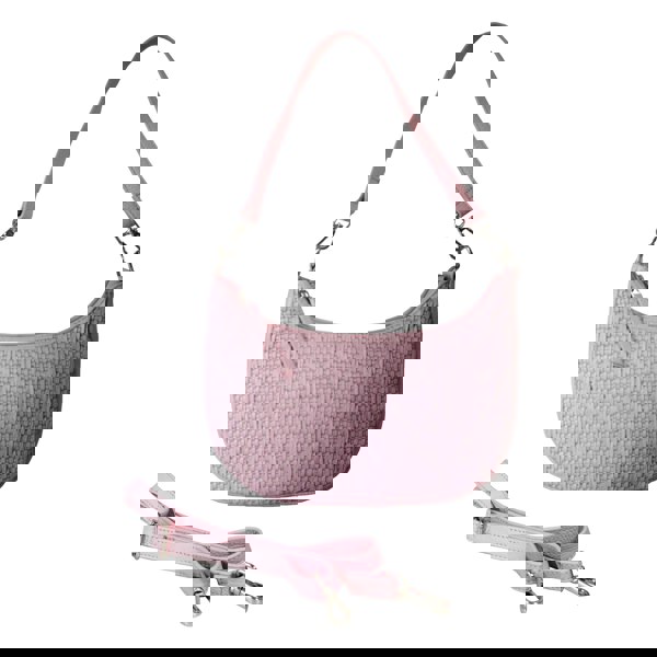 Real Hide Bags 'Wonder Weave' Pale Pink Real Leather Woven Designer Shoulder Crossbody Bag