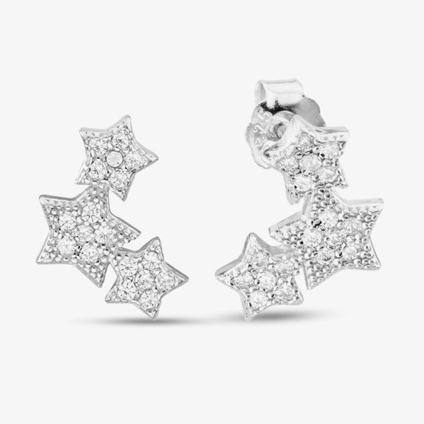 T. H. Baker Sterling Silver Cubic Zirconia Multi-Star Stud Earrings E615718