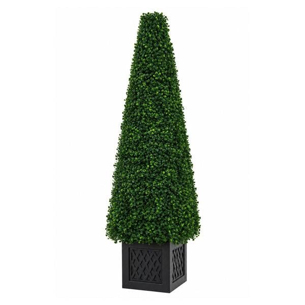 True Products 120cm Artificial Boxwood Obelisk Topiary Tree with Pot - UV Resistant